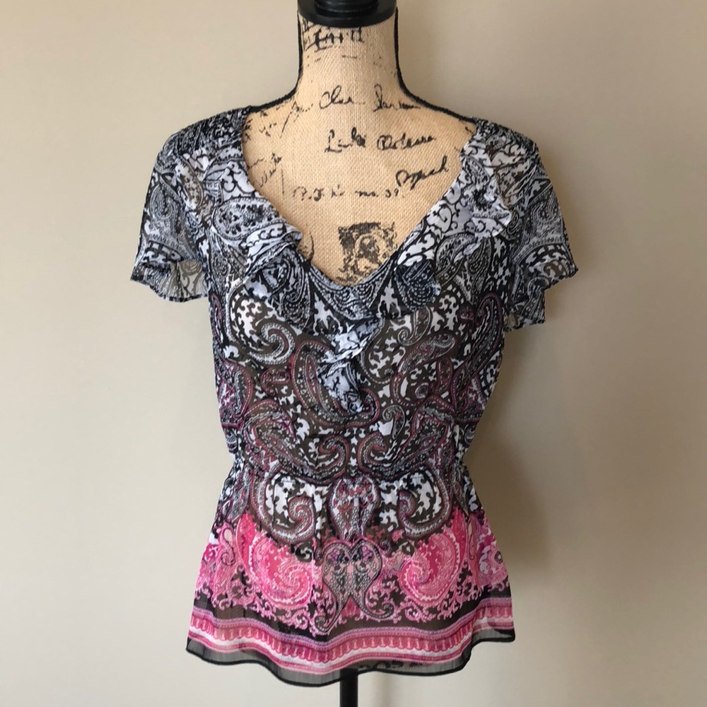 White House Black Market Paisley Top